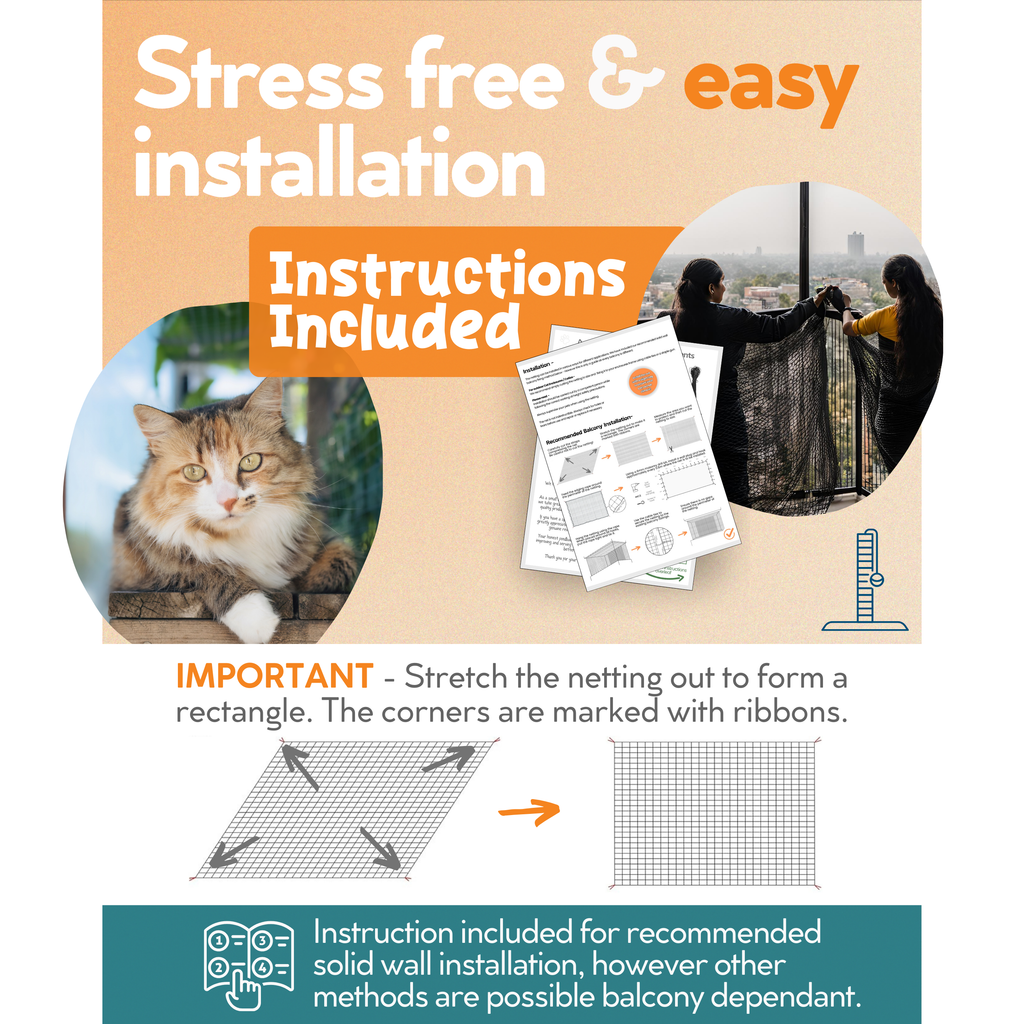 Cat Netting for Balcony / Catio - 10ft x 20ft