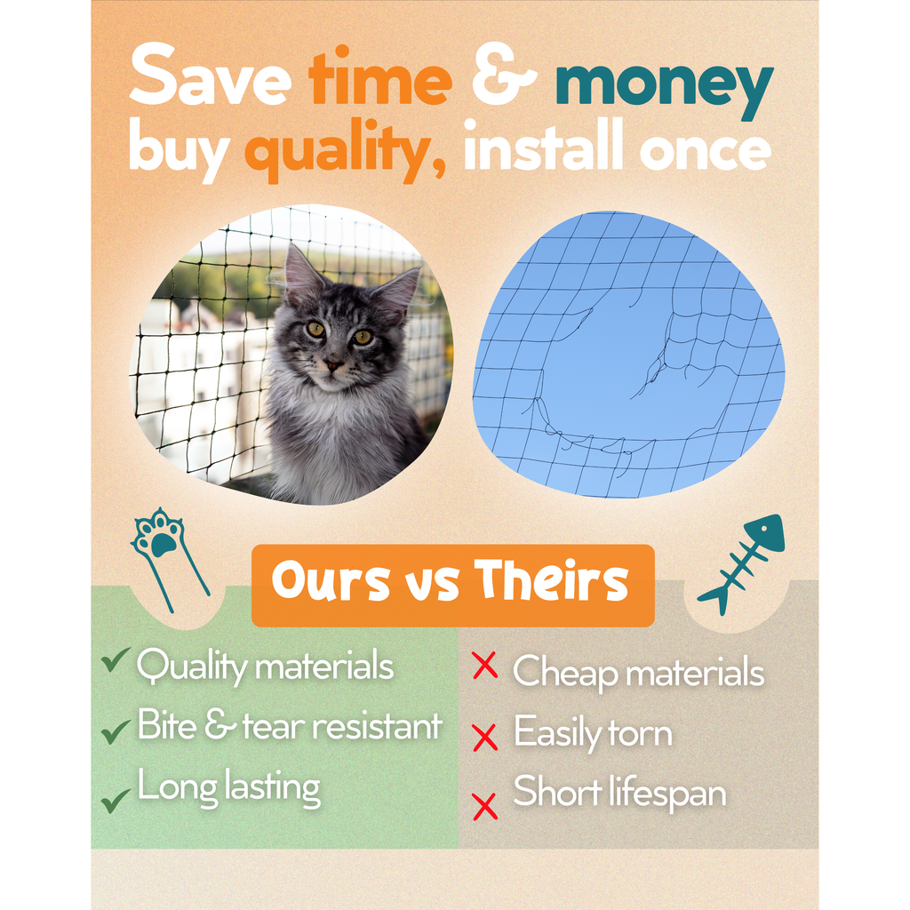 Cat Netting for Balcony / Catio - 10ft x 20ft